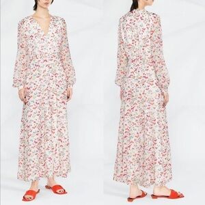 NEW Saloni Annabel floral silk long-sleeved midi dress sz 2